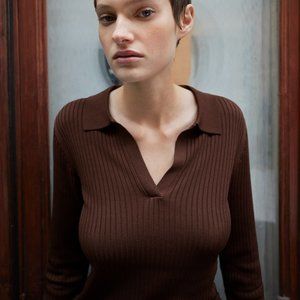 ZARA RIB KNIT POLO